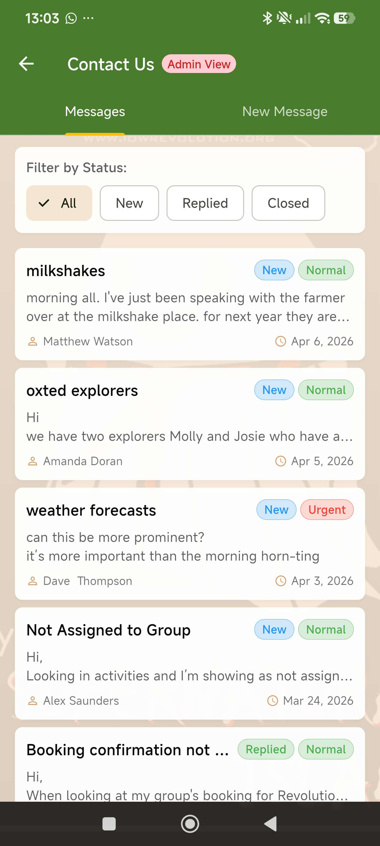 Direct Messaging screen