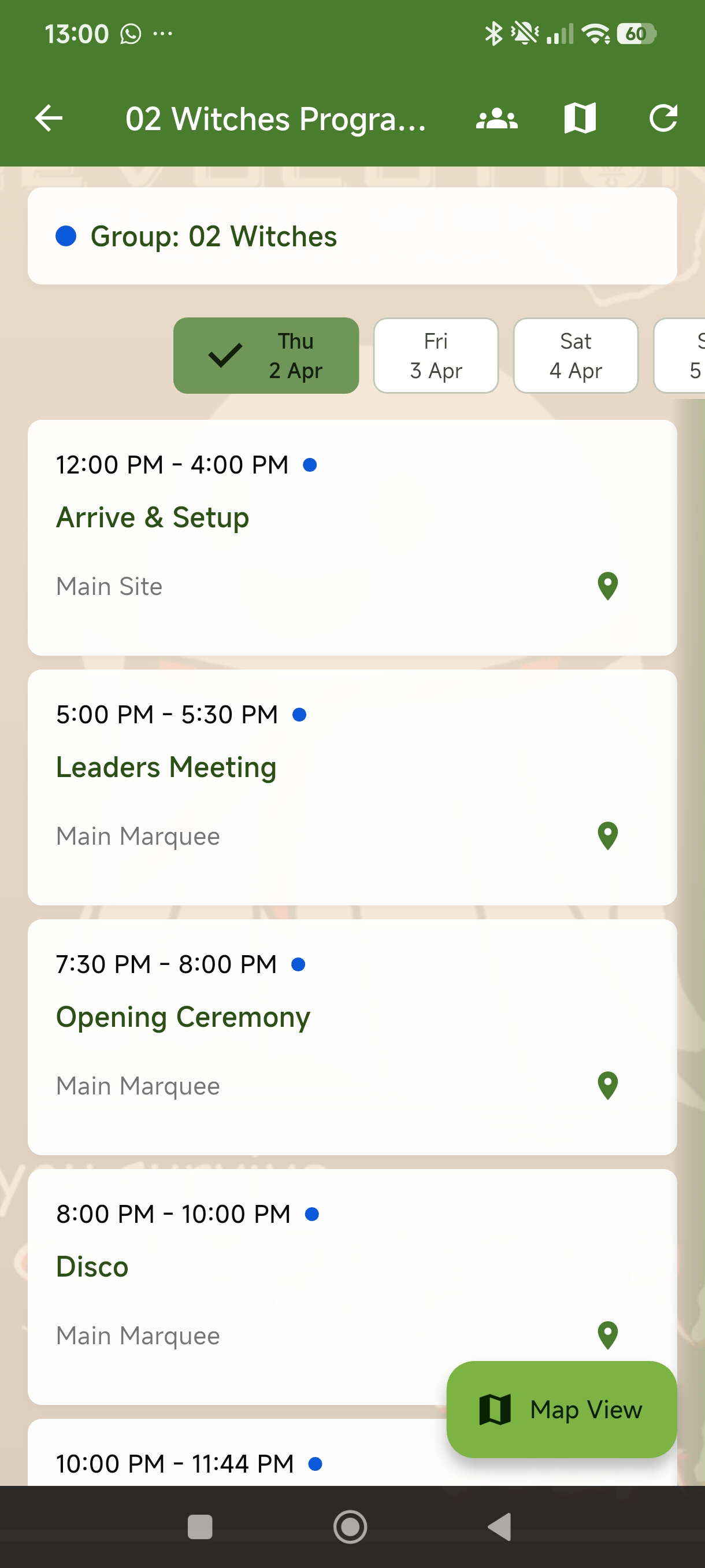 Daily Programme screen